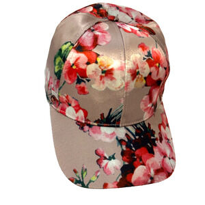 Pink floral Satin Baseball cap hat by Collection Eighteen cowgirl Boho Chic
